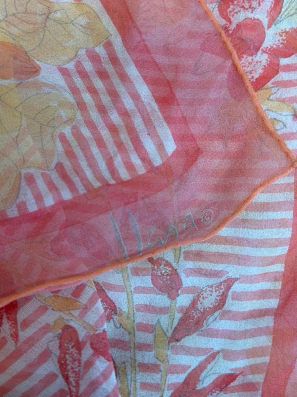 Vintage Vera Neumann 100% Silk Floral Scarf